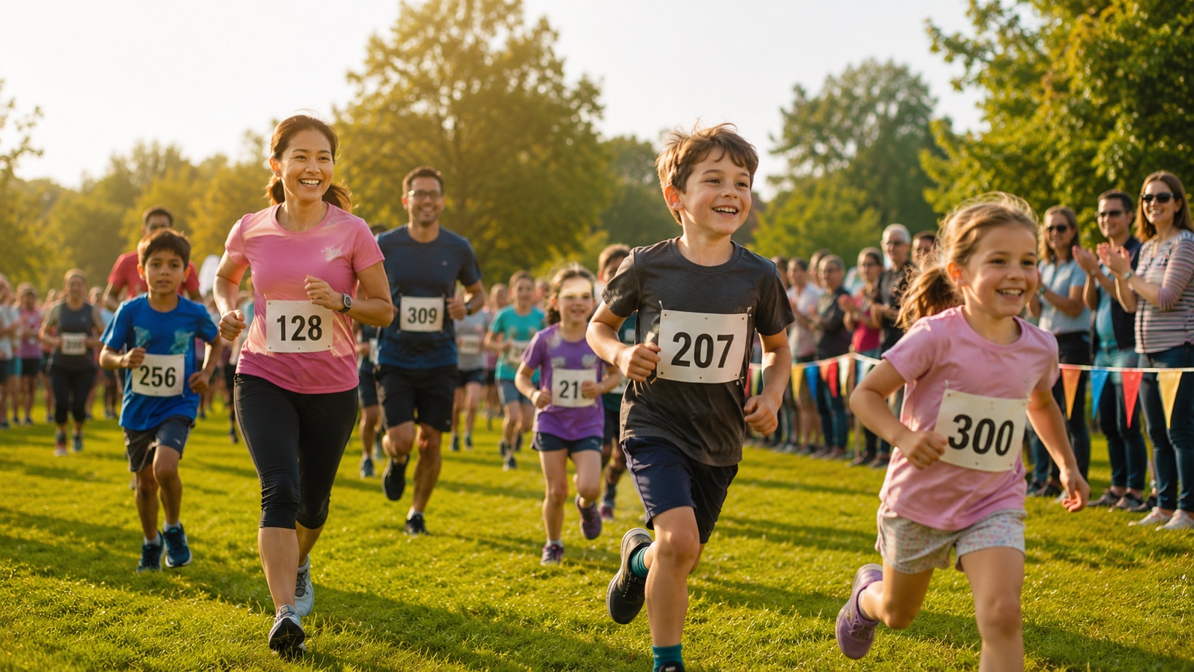 Children running in a school fun run
